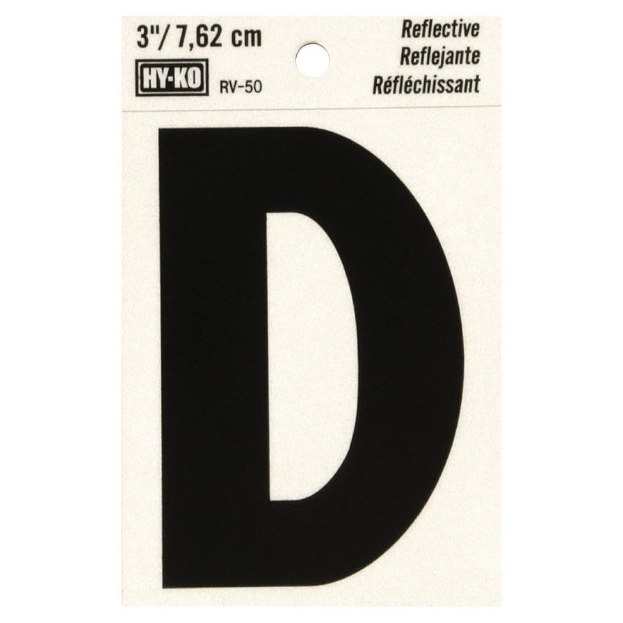 Hy-Ko Reflective Vinyl Decal Letter D (2.54 x 2.54 x 5.08 cm)