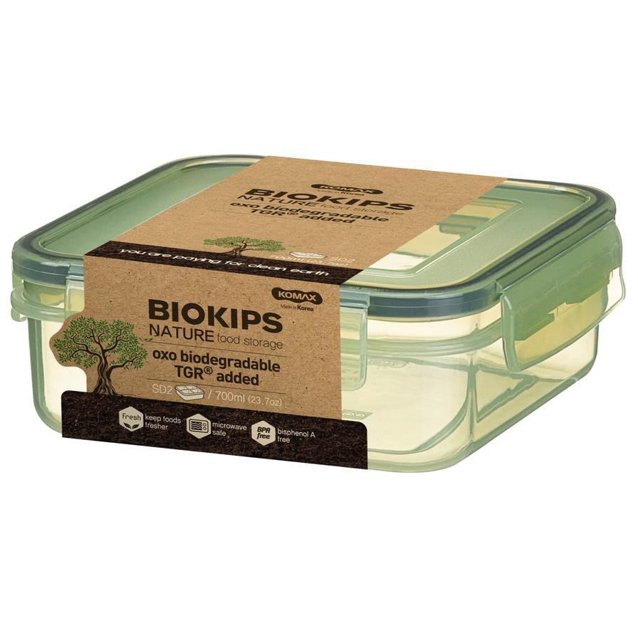 Komax Plastic Biodegradable Square Food Container W/ Divider, SD2 (700 ml)