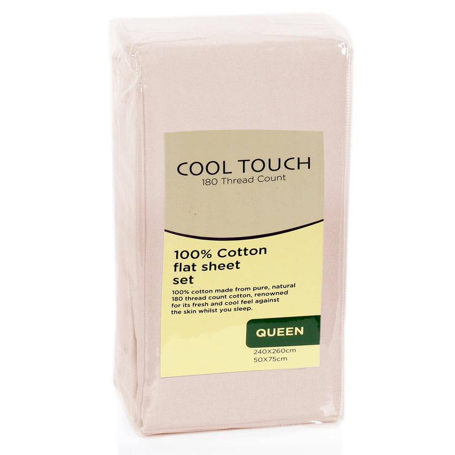 Cool Touch Queen Flat Sheet (240 x 260 cm, Cream)
