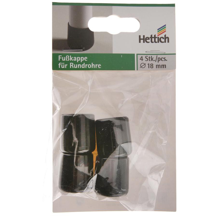 Hettich Furniture Foot Cap (18 mm, 4 pcs, Black)