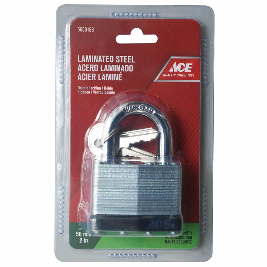 Ace Laminated Steel Padlock W/Keys (5 cm)