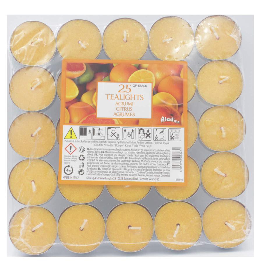 Aladino Tealight Candle Pack (Citrus, 25 Pc.)