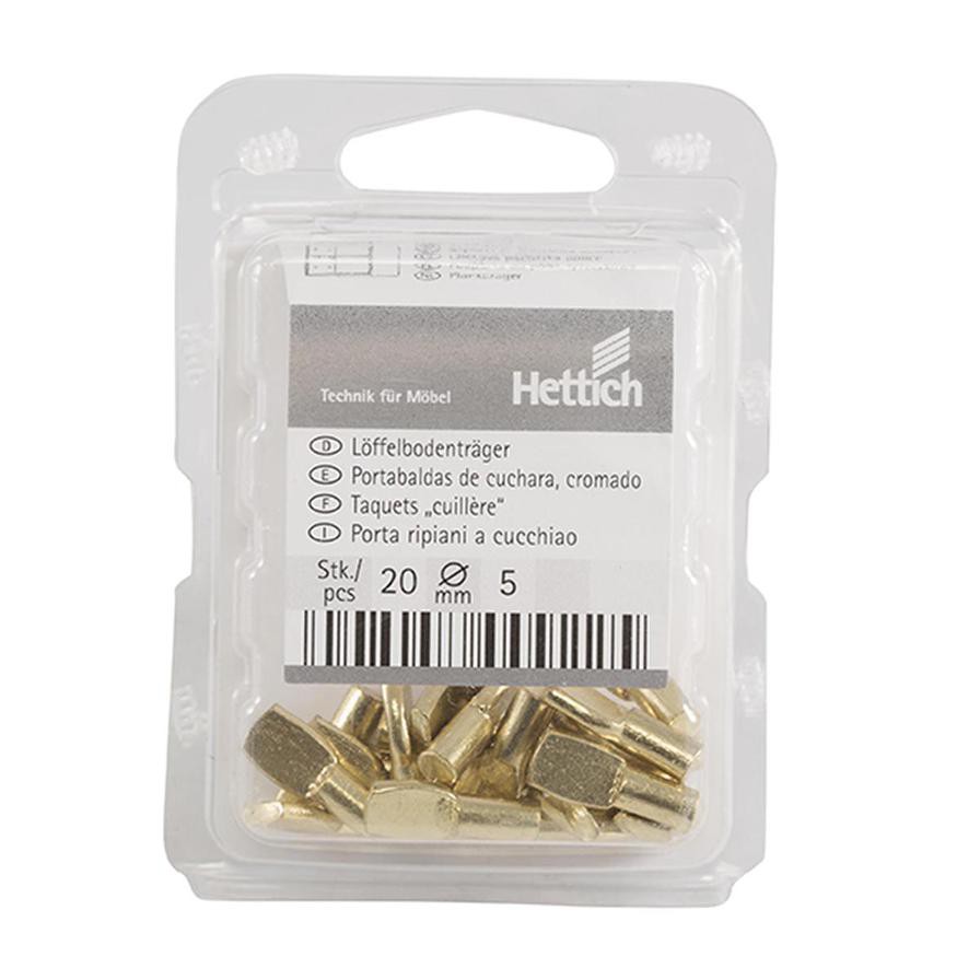 Hettich Brass Flattened Shelf Support (5 mm, 20 Pieces)