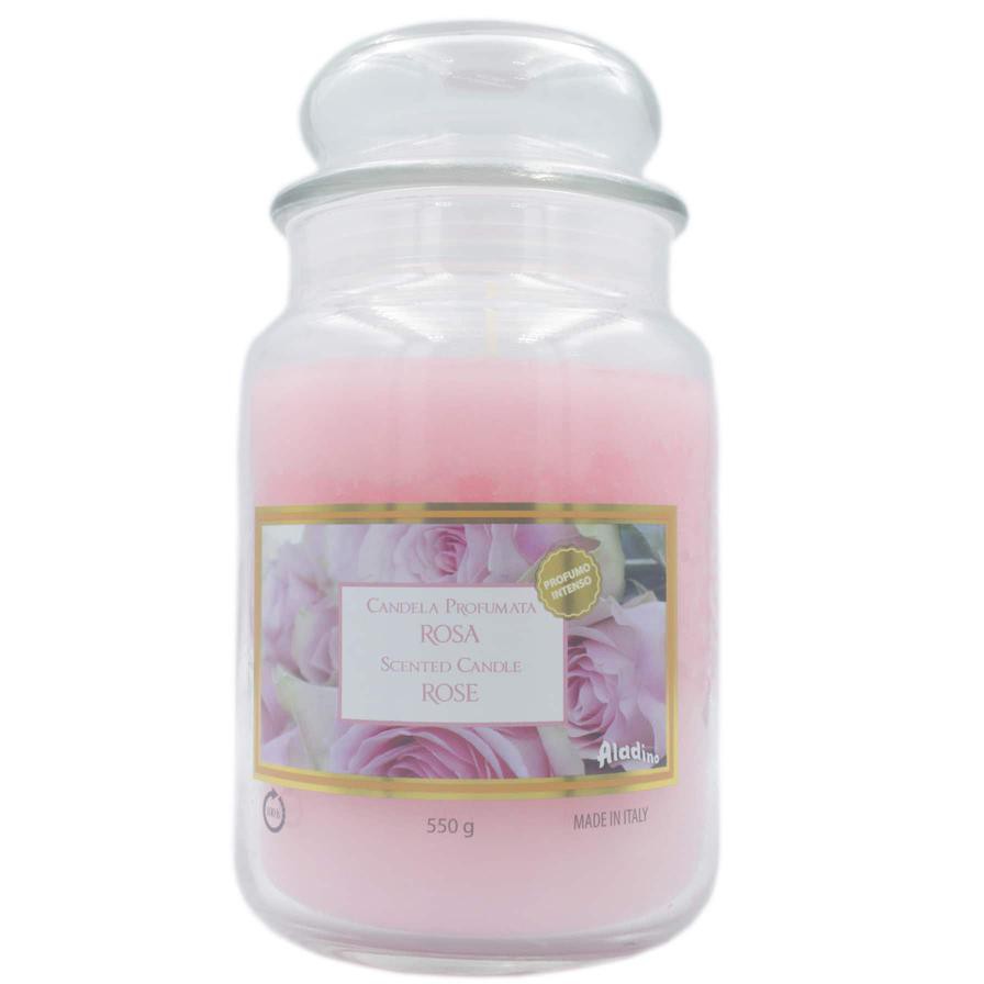 Aladino Glass Jar Candle (550 g, Large, Rose)