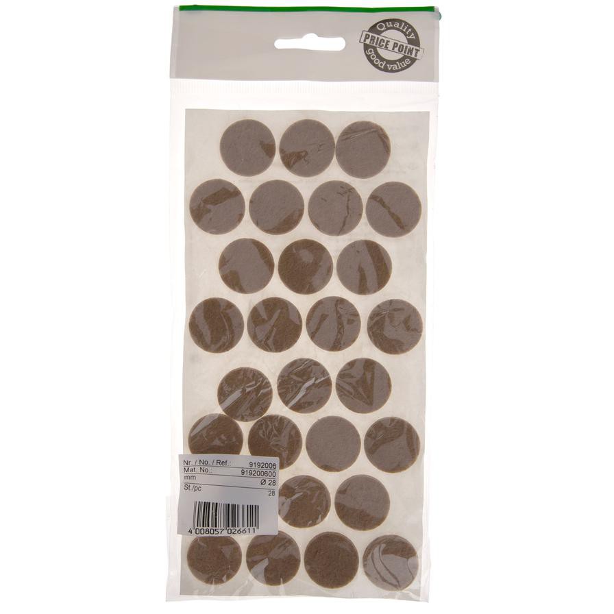 Hettich Self Adhesive Felt Gliders (2.8 cm, 28 pcs, Brown)