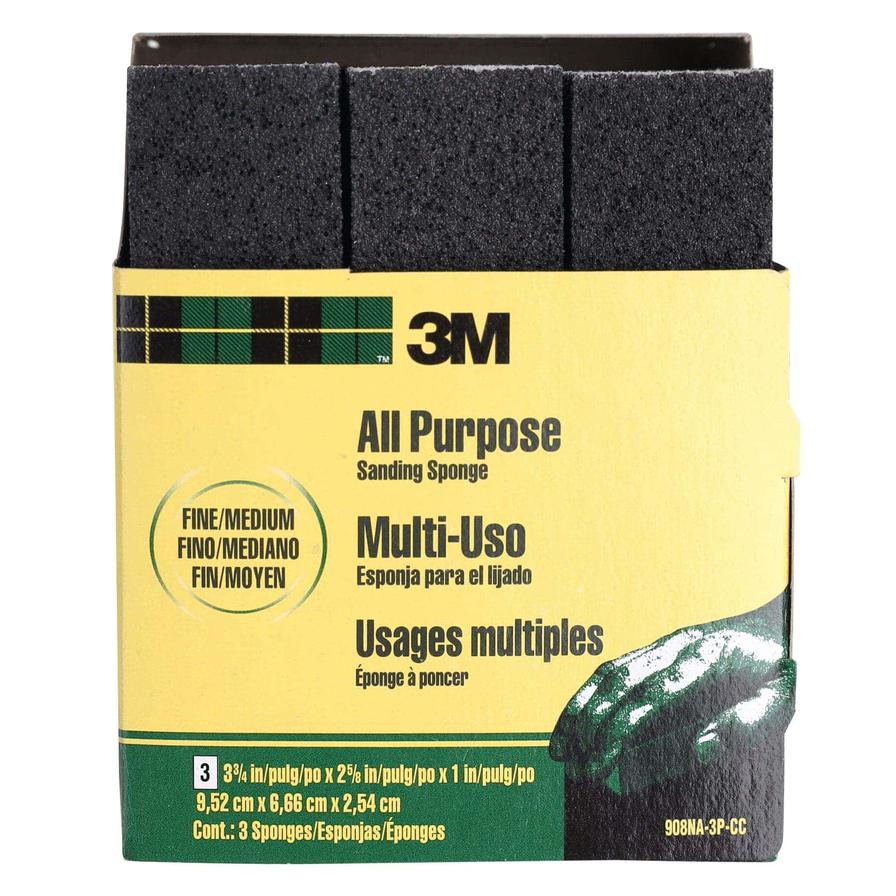 3M All Purpose Fine Grit Sanding Sponge Pack (9.52 x 6.66 x 2.54 cm, 3 Pc.)