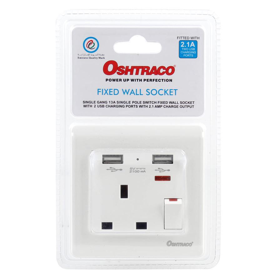 Oshtraco Gang Wall Socket W/USB Port (13 Amp)