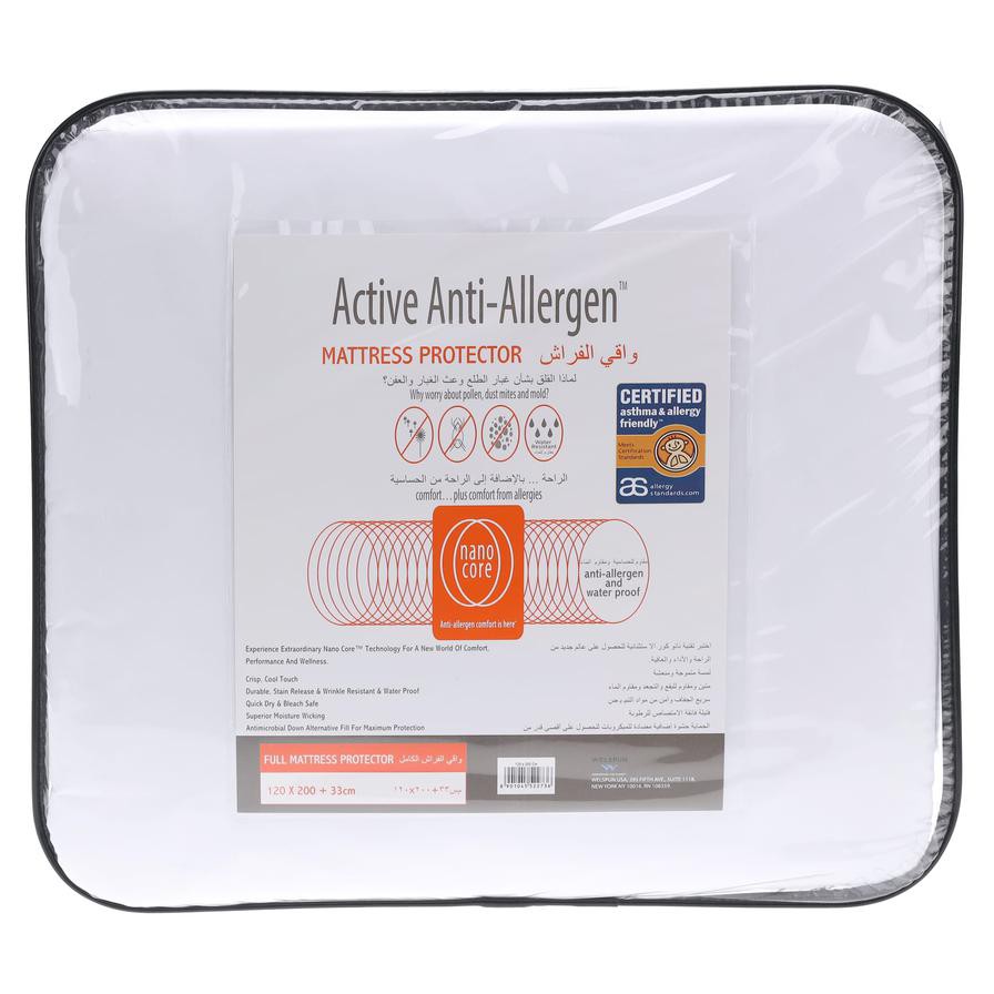 Welspun Active Anti-Allergen Double Mattress Protector, DMP-NC20 (120 x 200 x 33 cm)