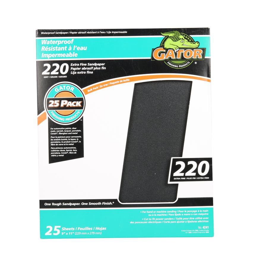 Gator Waterproof Sandpaper 220 Extra Fine (Pack of 25)