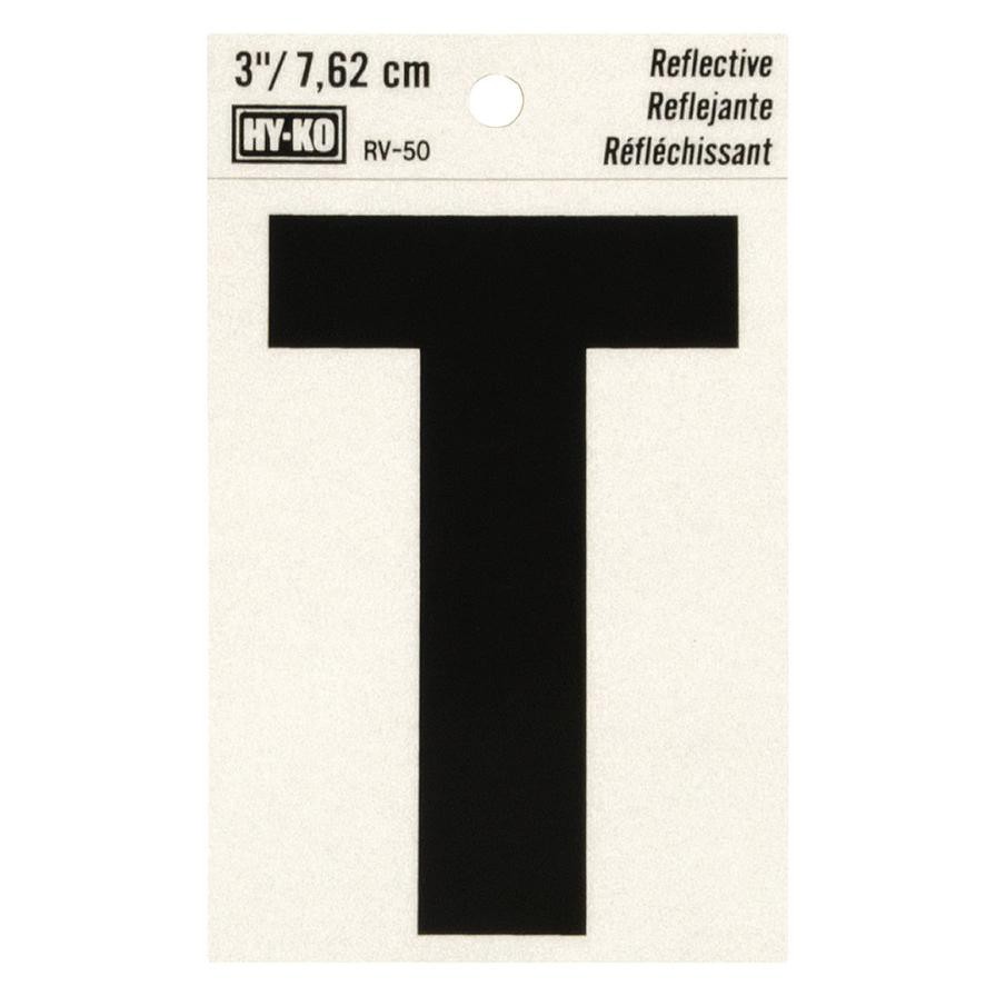 ملصق فينيل عاكس حرف T هاي كو (2.54 × 2.54 × 5.08 سم)