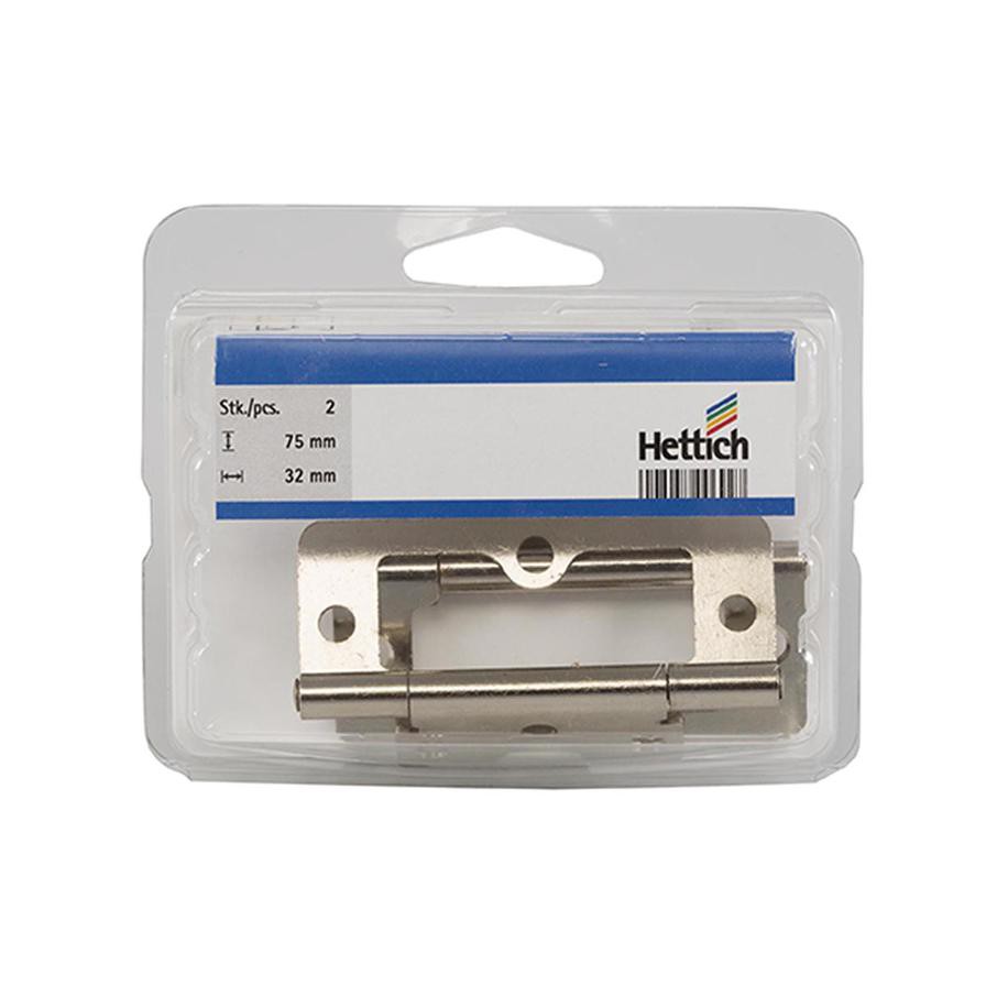 Hettich Nickel Laminated Hinge (75 x 32 x 1.5 mm)