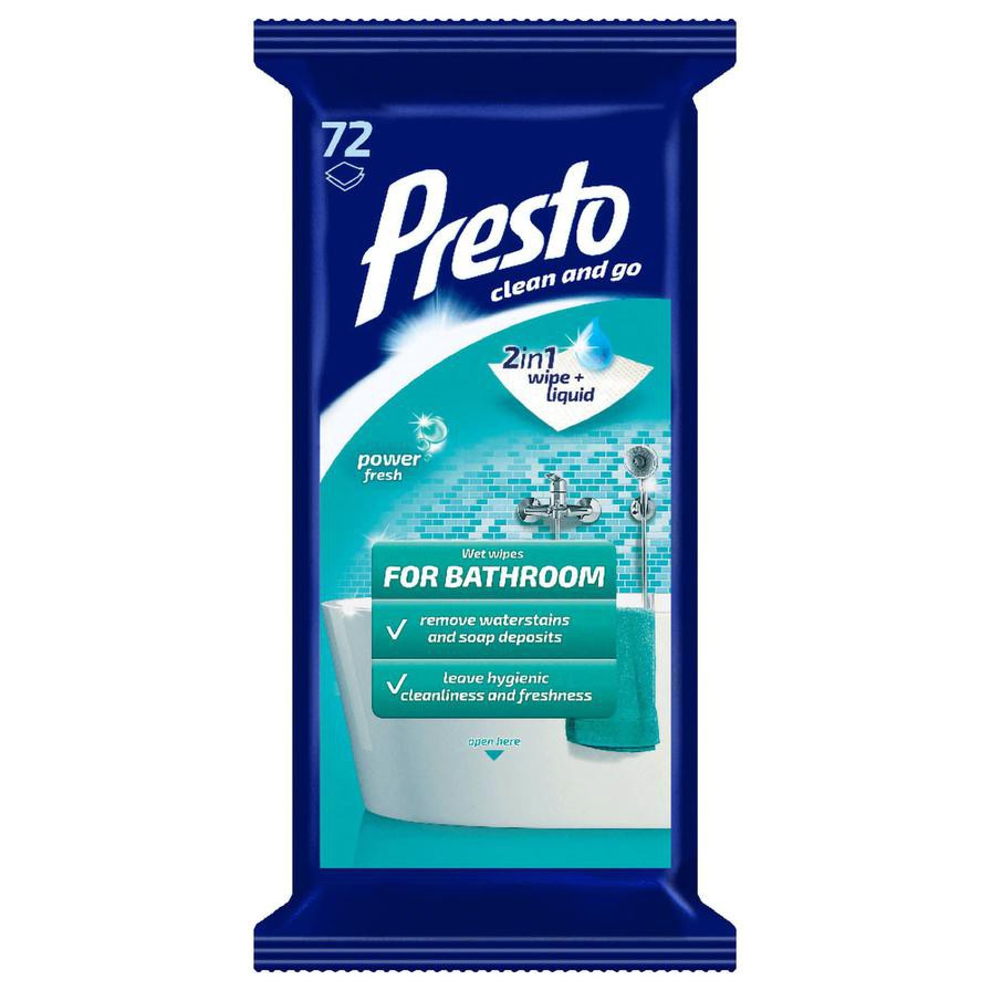 Presto Household Wipes for Bathroom (72 Sheets)