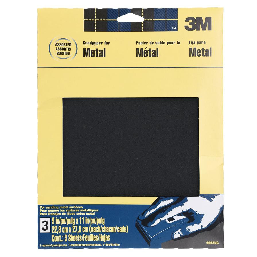 3M Sandpaper For Metal Pack (22.8 x 27.9 cm, 3 Pc.)