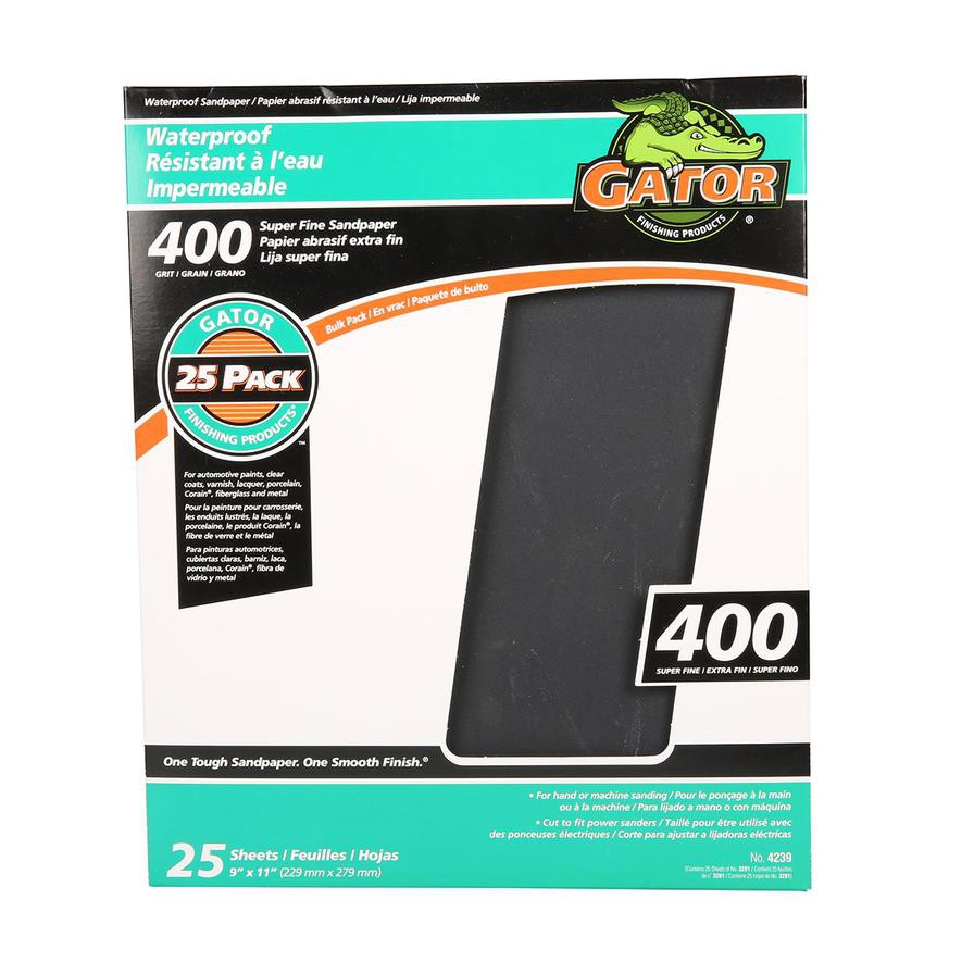 Gator Silicon Carbide Waterproof Sandpaper, 400 Grit (27.94 x 22.86 cm)