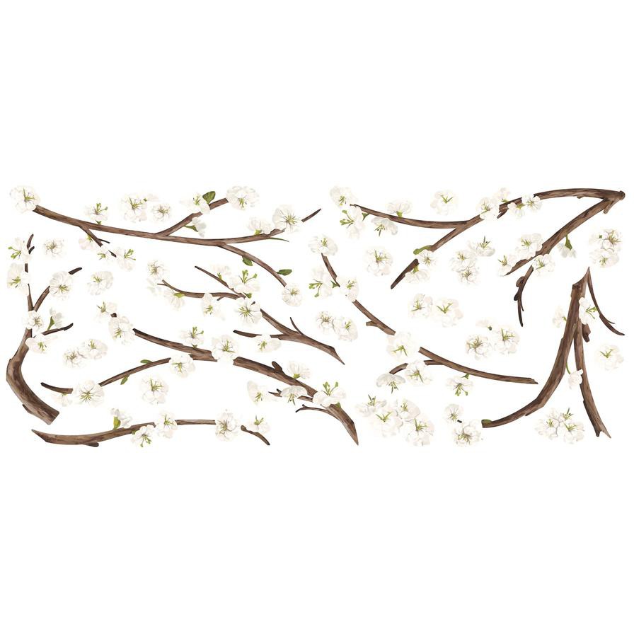 RoomMates Glow, Peel & Stick White Blossom Branch Giant Wall Decal Set (31 pcs)