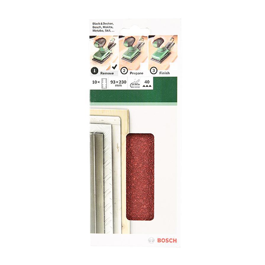 Bosch 8 Hole 60G Orbital Sanding Sheet (93 x 230 mm, Set of 10, Red)