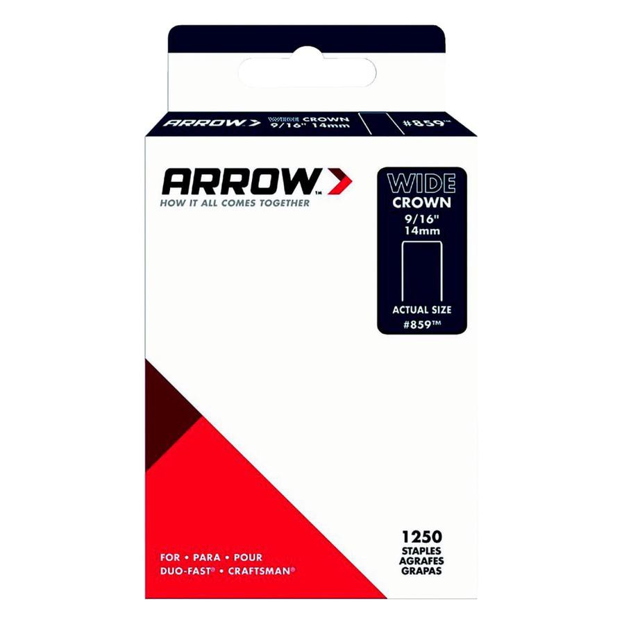 Arrow No.859 Galvanized Steel Wide Crown Staples Pack (1.42 cm, 1250 Pc.)