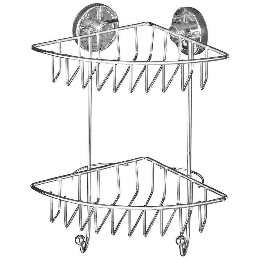 Wenko 20888100 Vacuum-Loc 2-Tier Corner Rack (22.5 x 16 x 29.5 cm, Chrome)