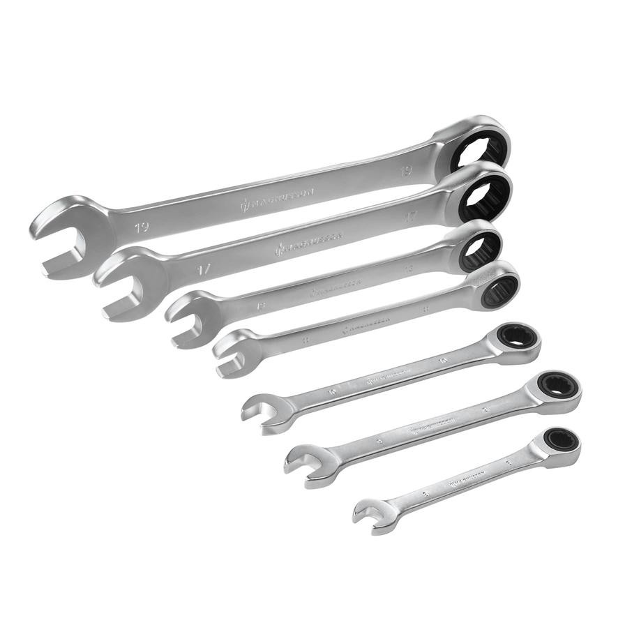 Magnusson Chrome Vanadium Steel Ratchet Spanner Set, MT153 (7 Pc.)