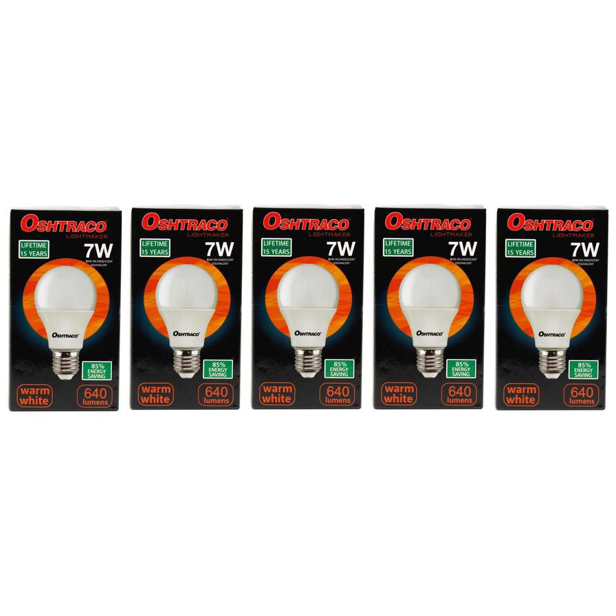 Oshtraco E27 Base LED Bulb (7 W, Warm White, 5 Pc.)