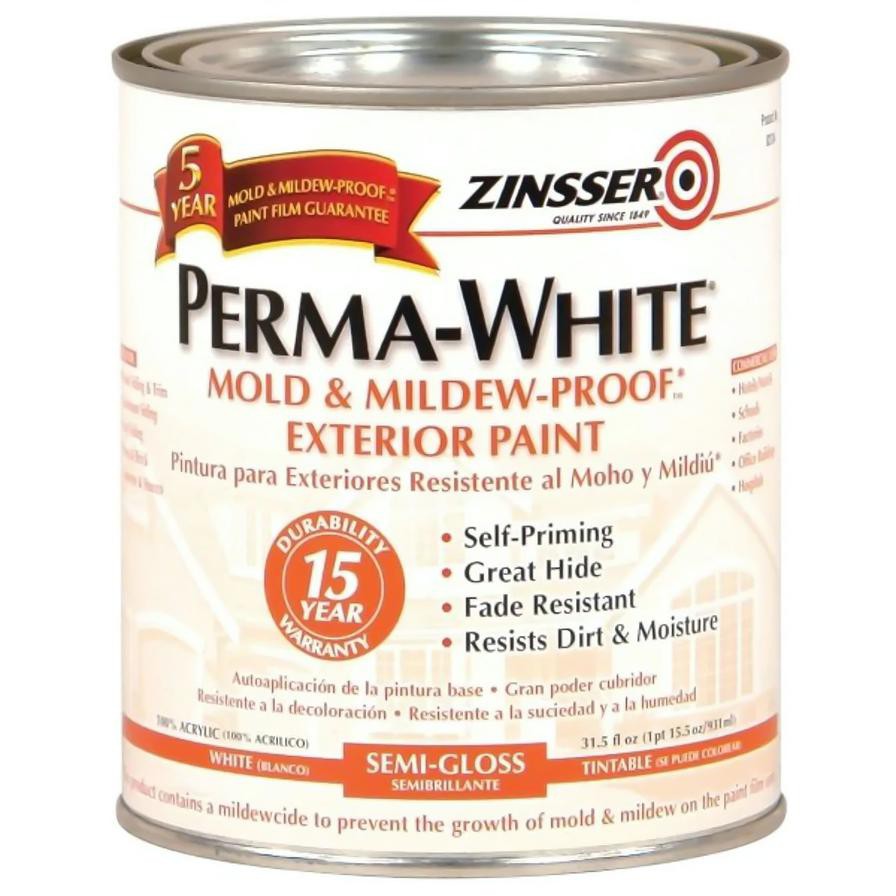 Zinsser Perma-White Mold & Mildew-Proof Exterior Paint (931 ml, Semi Gloss)