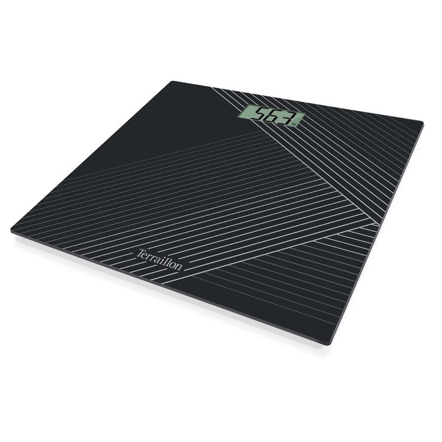 Terraillon Black Abstract Electronic Glass Bathroom Scale (27 x 27 cm)