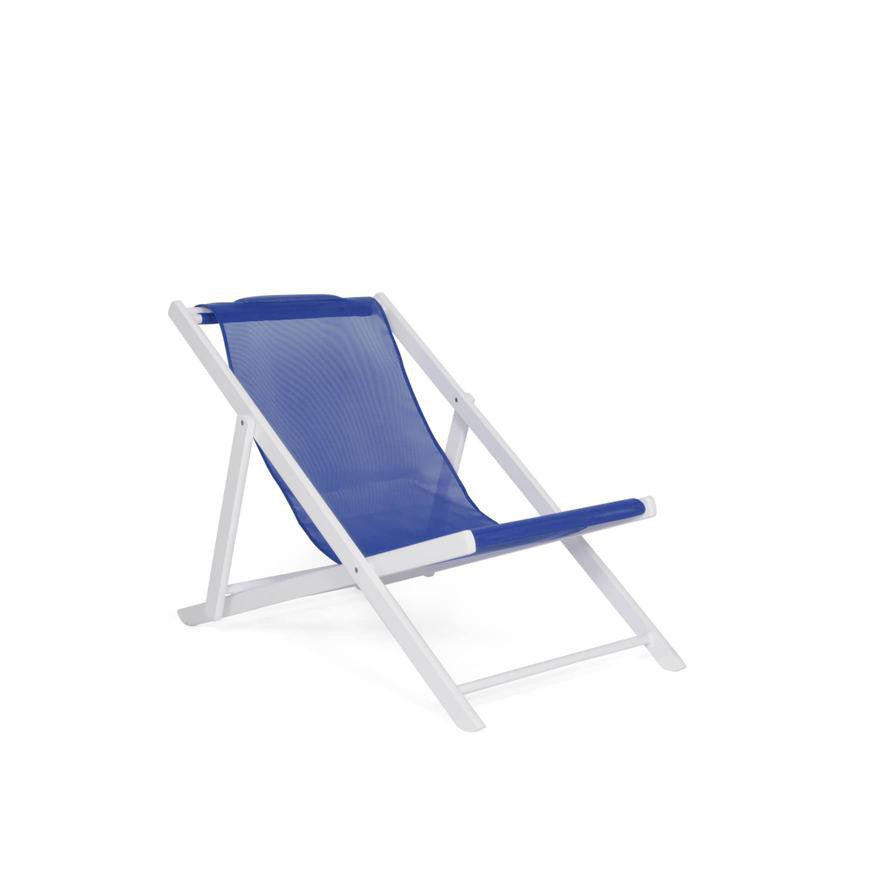 كرسي ألومنيوم خارجي لا شيز مايوري (أبيض وبحري، 140 × 60 × 85 سم)