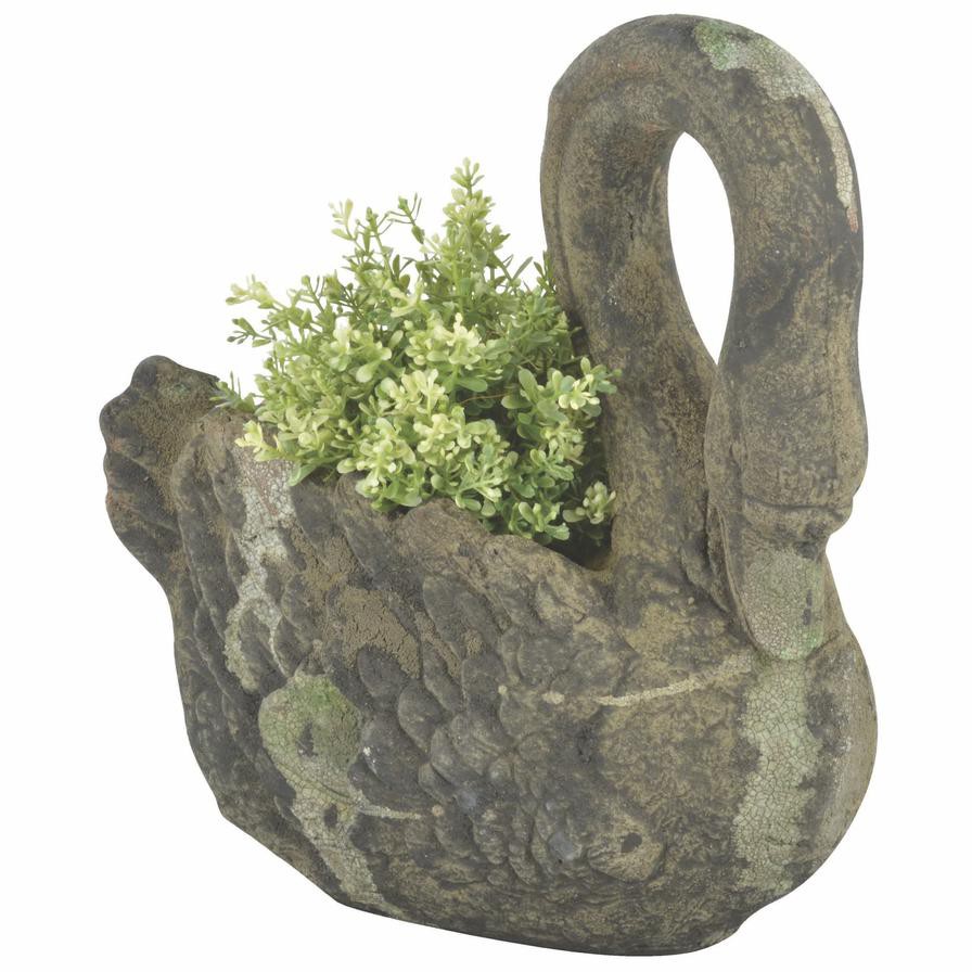 Fallen Fruits Aged Terracotta Swan Planter (35.6 x 17 x 36.3 cm)