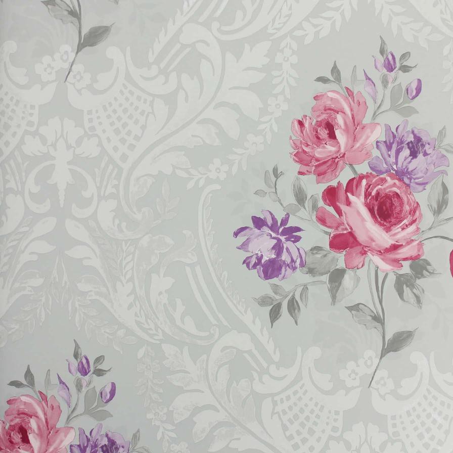 Holden Décor Fusion Vinyl Damask Flowers Wallpaper, 98151