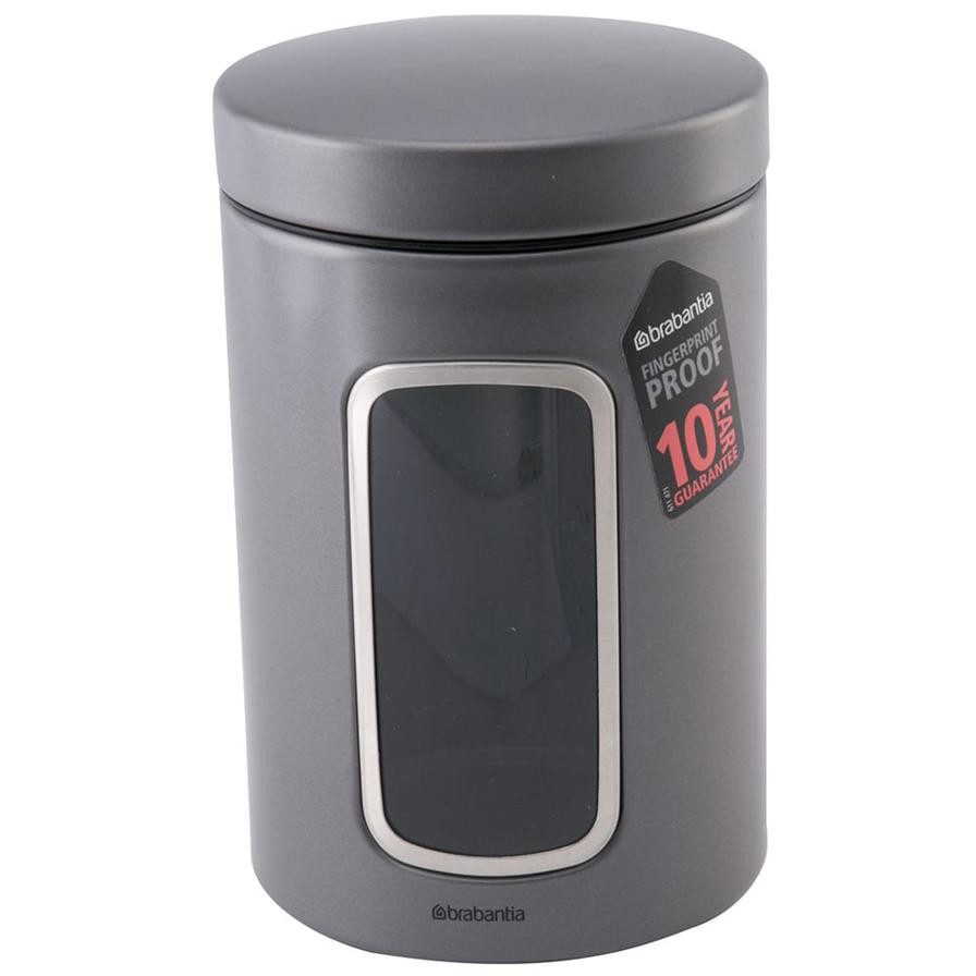 Brabantia 288425 Storage Canister with Window (1.4 L, Platinum)