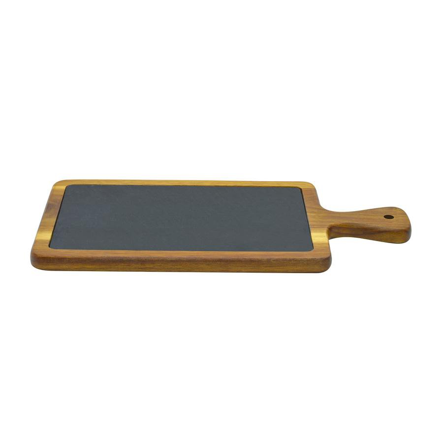 Raj Acacia Wood & Slate Serving Board (34 x 18 x 1.5 cm)