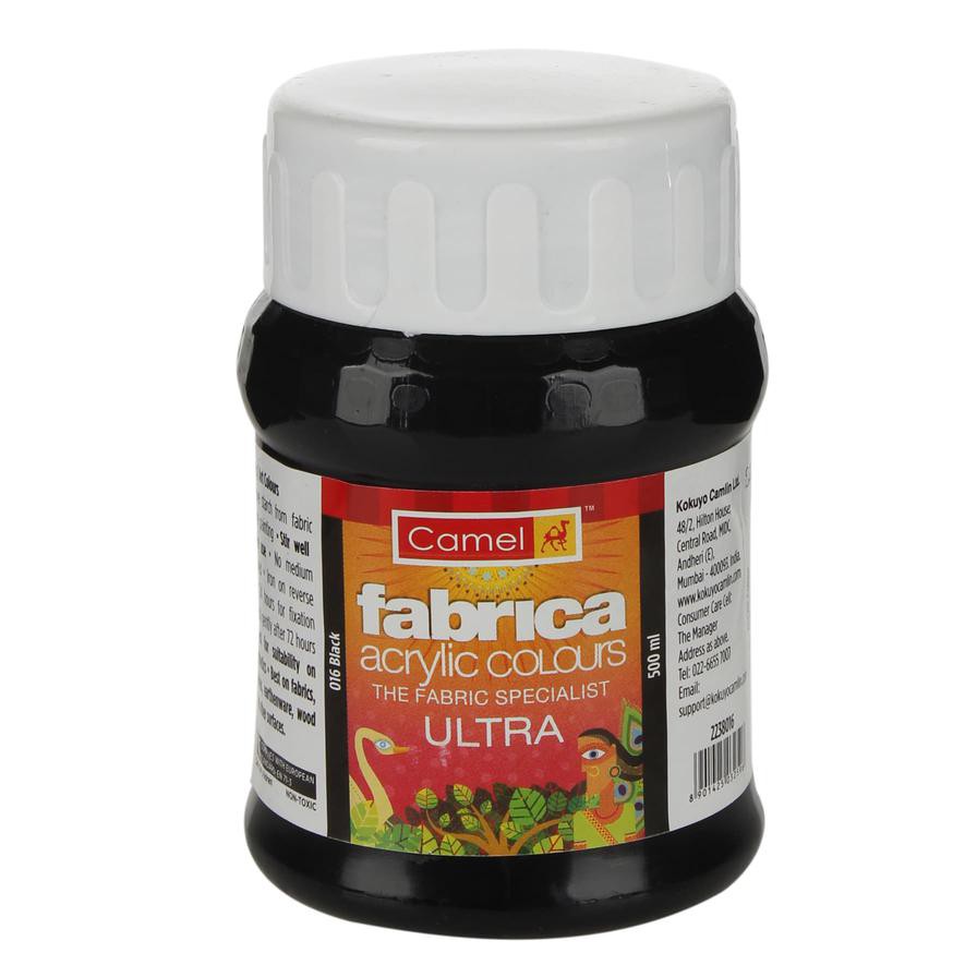 Camel Fabrica Ultra Acrlyic Paint (500 ml, 016 Black)