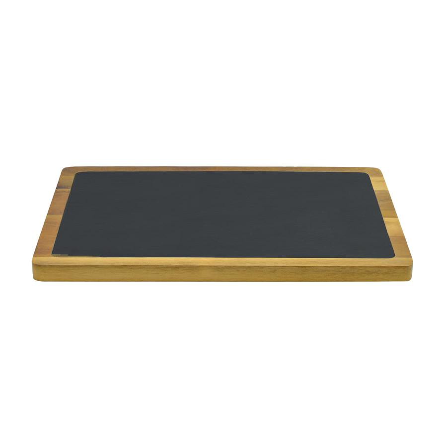 Raj Acacia Wood & Slate Serving Board (33 x 23 x 1.5 cm)