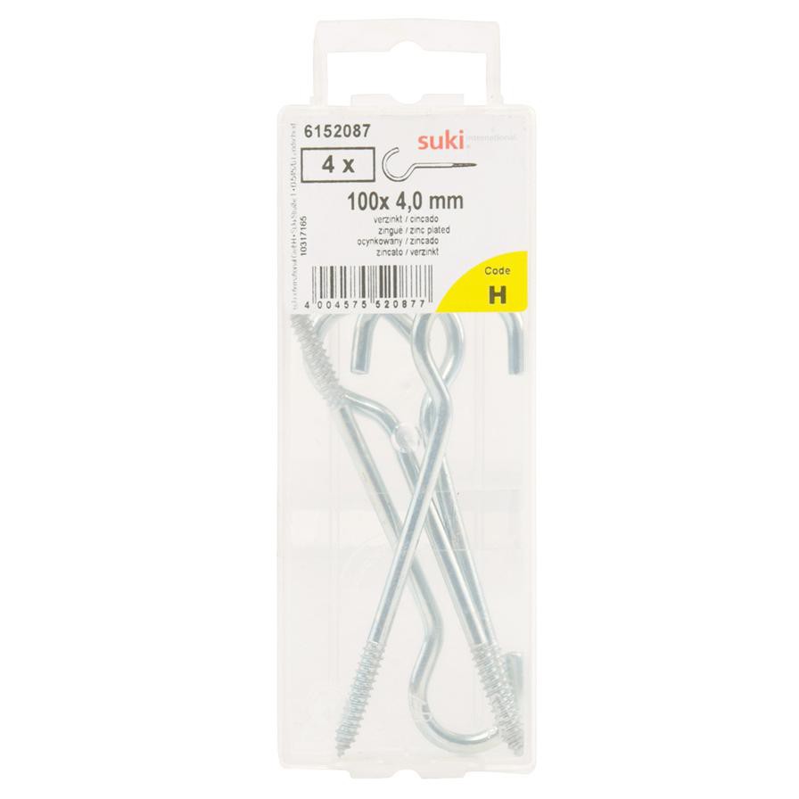 Suki 6152087 Ceiling Bent Hooks (10 x 0.4 cm, Pack of 4)