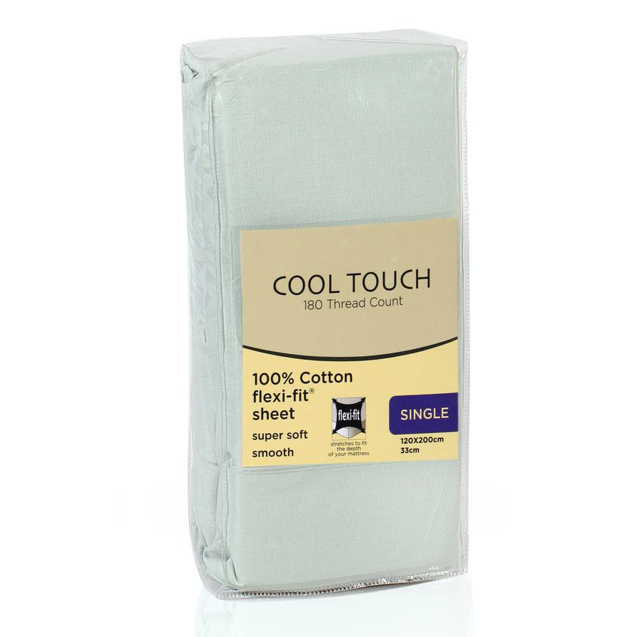 Cool Touch Single Fitted Sheet (120 x 200 cm, Green)