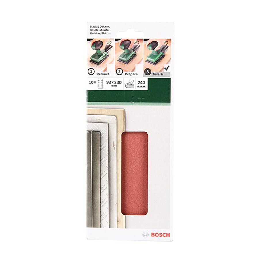 Bosch 8 Hole 240G Orbital Sanding Sheet (93 x 230 mm, Set of 10)