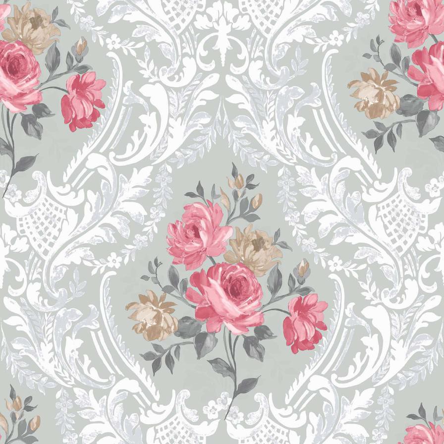 Holden Décor Fusion Vinyl Damask Flowers Wallpaper, 98152