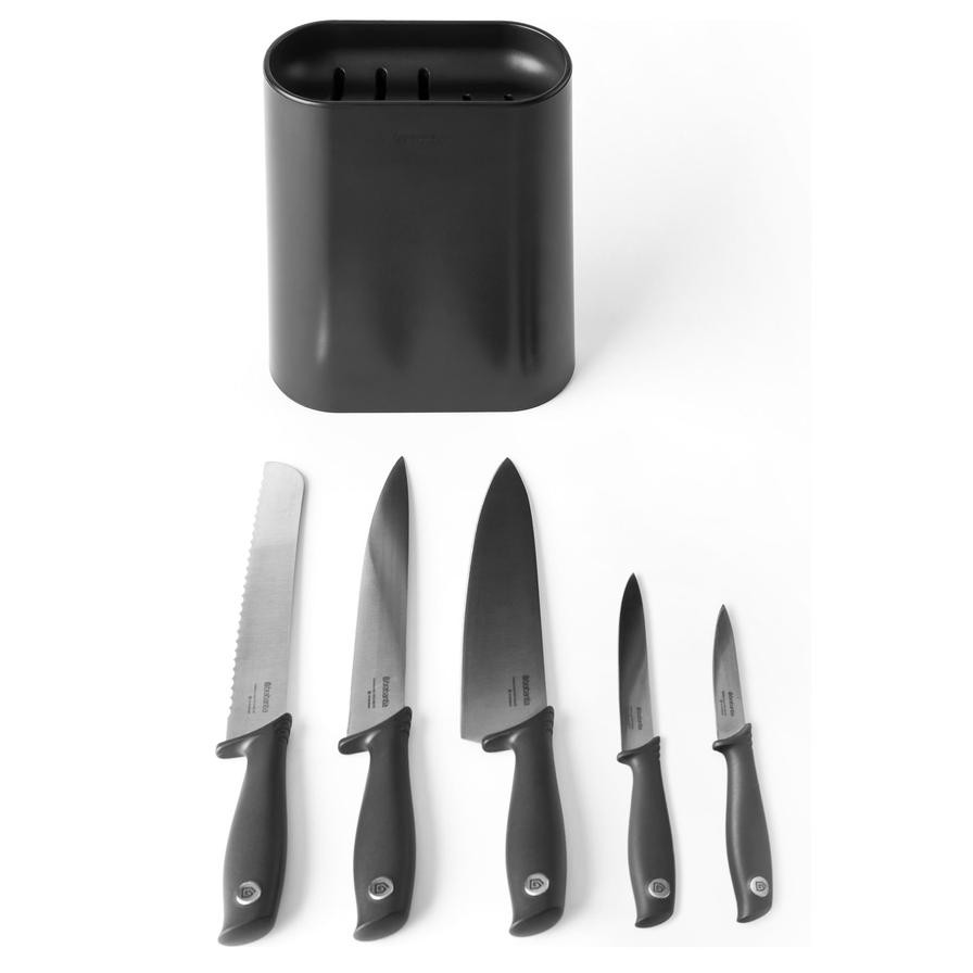 Brabantia Tasty+ Knife Block Plus Knives (8.9 x 18.9 x 33.5 cm)