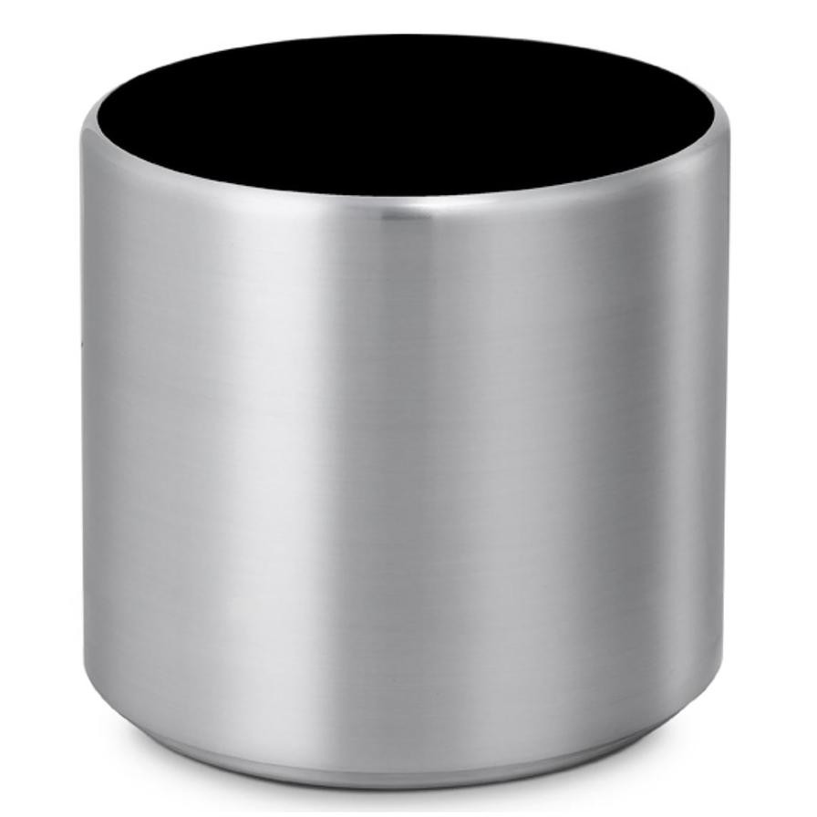 Cylindrical Aluminum Brushed Pot (8.3 x 7.6 x 7.6 cm, Silver)