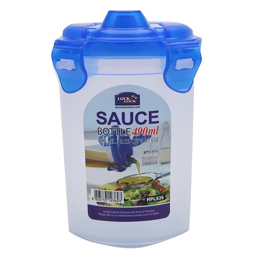 Lock & Lock Sauce Bottle (490 ml, Blue/Clear)