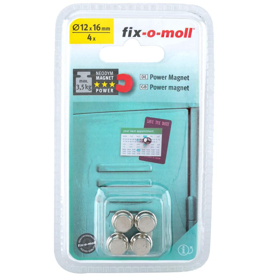 Fix-o-moll Neodym Magnets (3.5 kg, Silver, Pack of 4)