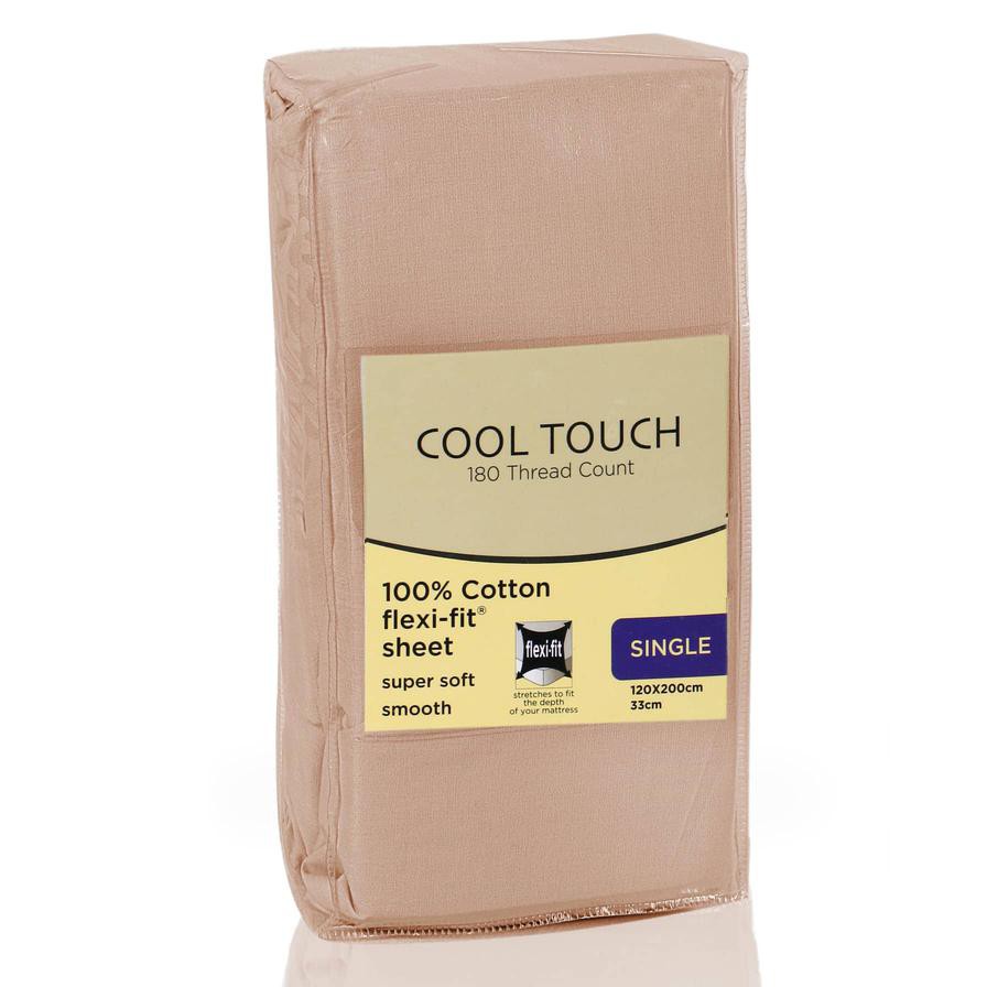 Cool Touch Single Fitted Sheet (120 x 200 cm, Taupe)