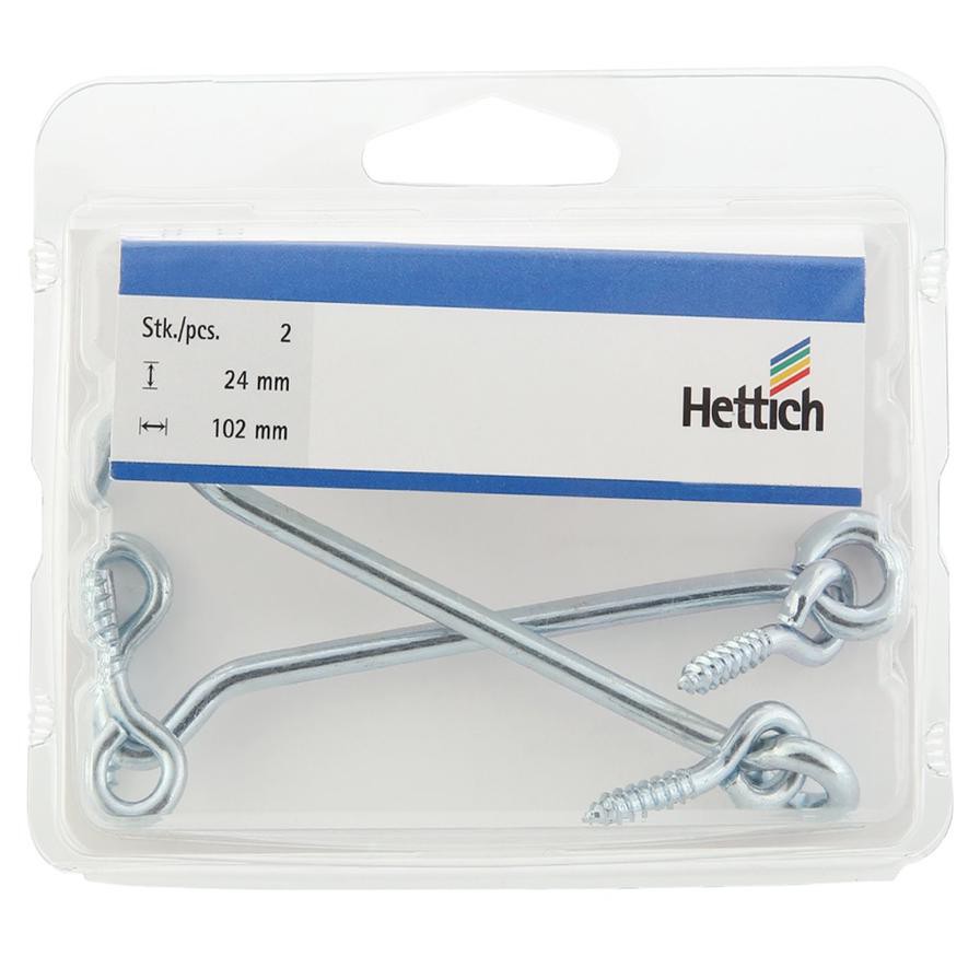 Hettich Zinc-Plated Storm Hooks & Eyes (23 x 102 mm, 2 Pieces)