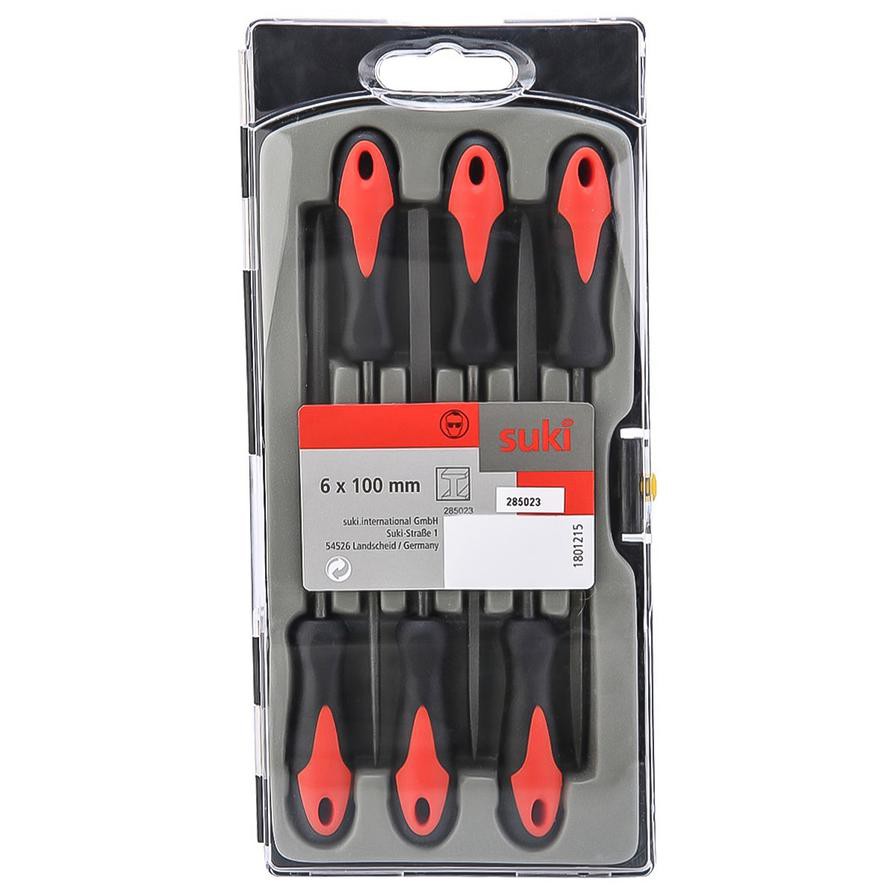 Suki Two-Tone Handle Warding Files Set (Red & Black, Pack of 6)