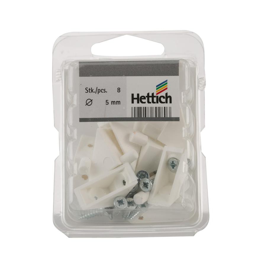 Hettich Shelf Support Set (5 mm, White, Pack of 8)