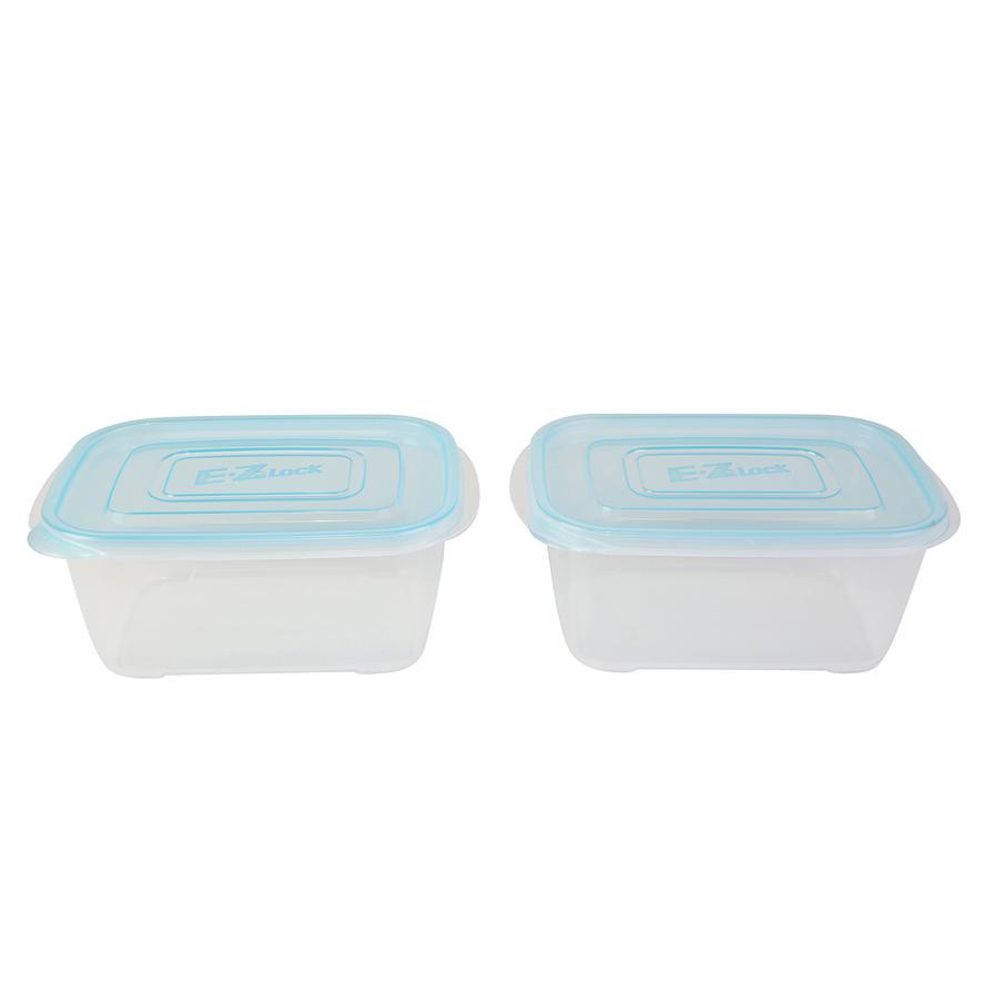 Lock & Lock EZLock Rectangular Food Containers (1.32 L, Set of 2, Pastel Blue)