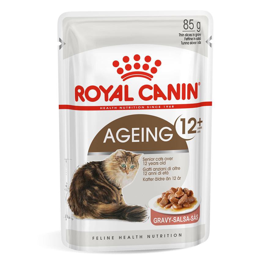 Royal Canin Feline Health Nutrition Ageing +12 Wet Cat Food (Chunks in Gravy, Adult Cats, 85 g)