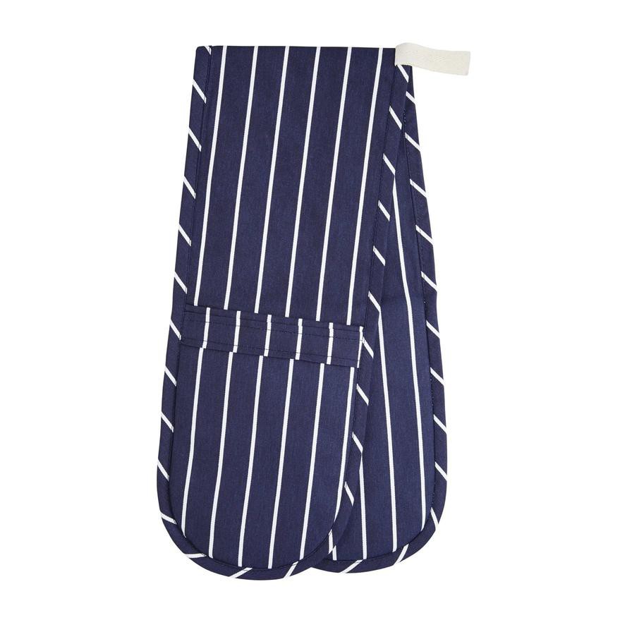 Kitchen Craft Double Oven Glove Blue Butcher's Stripe (87 x 18.5 cm)