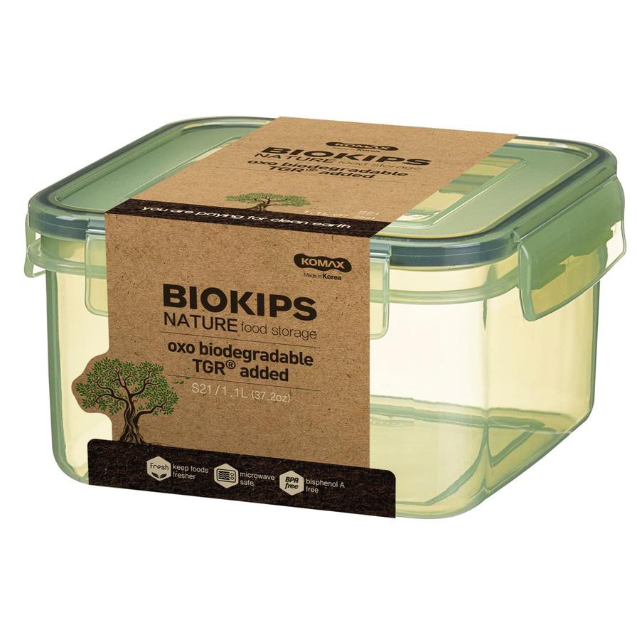 Komax Plastic Biodegradable Square Food Container, S21 (1.1 L)