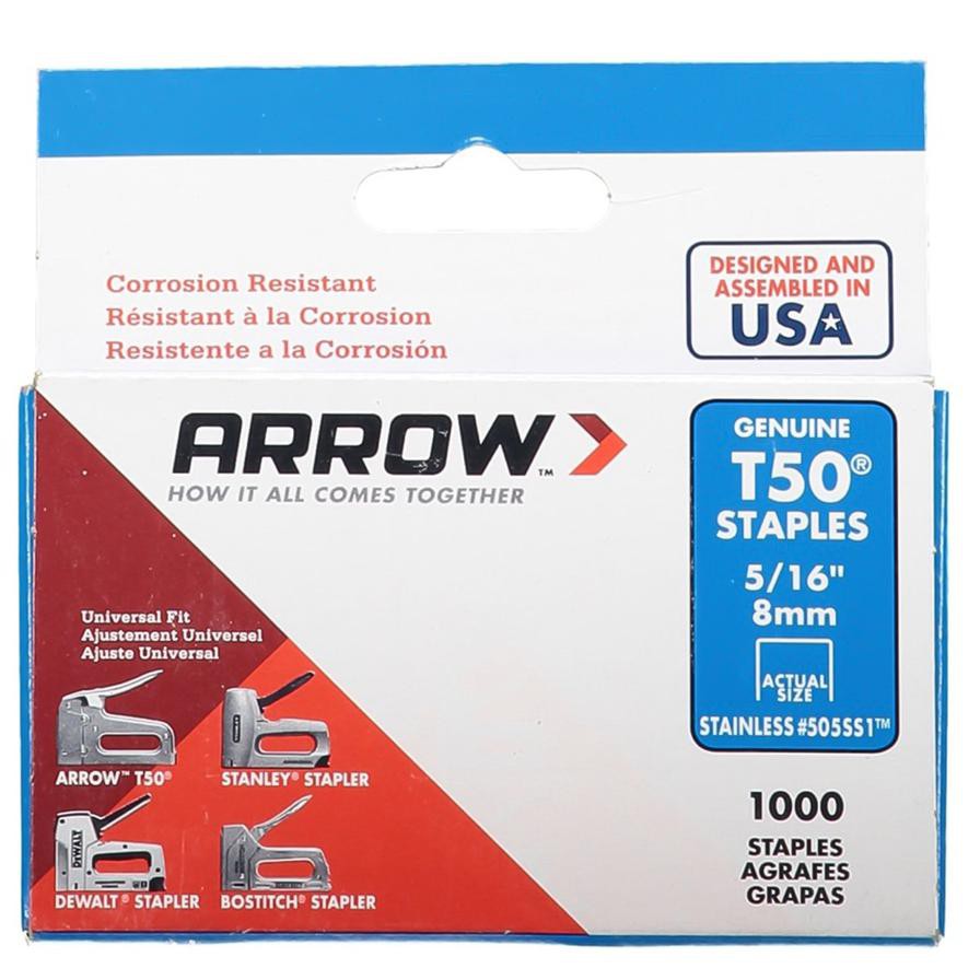 Arrow T50 Staples (0.8 cm, Pack of 1000)